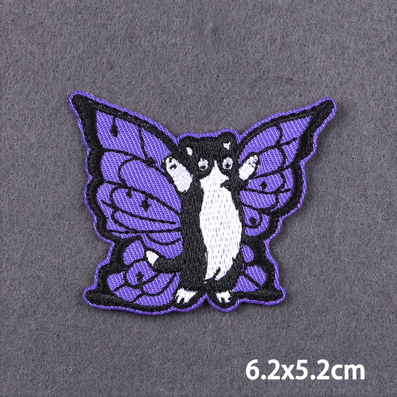 Animal Embroidery Patch Funny Cat Patch Iron On Patches For Clothing Thermoadhesive Patches On Clothes Sticker Badges Sewing DIY