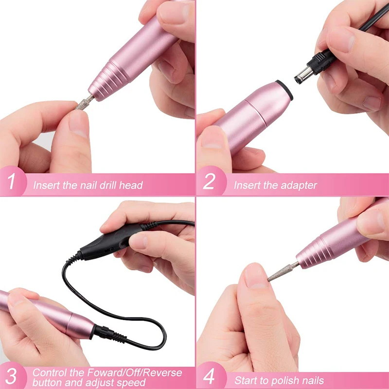 Electric professional nail file kit, manicure, pedicure, polishing, shaping tools, portable electric nail sharpener