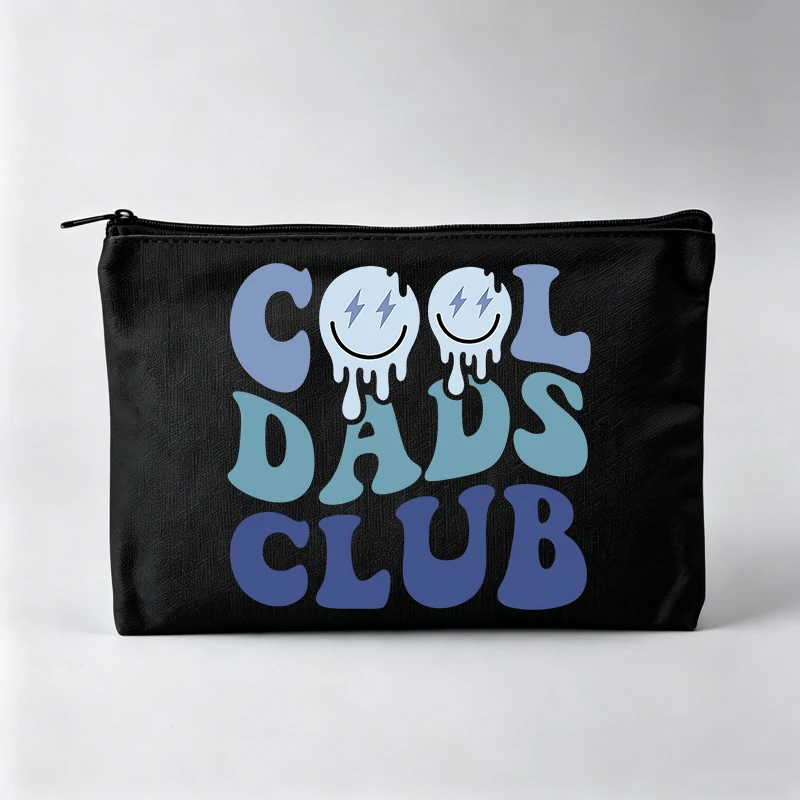Men's Slogan Style Cosmetic Bag with Smiley Graphic, Casual Zipper Pouch for Daily Use