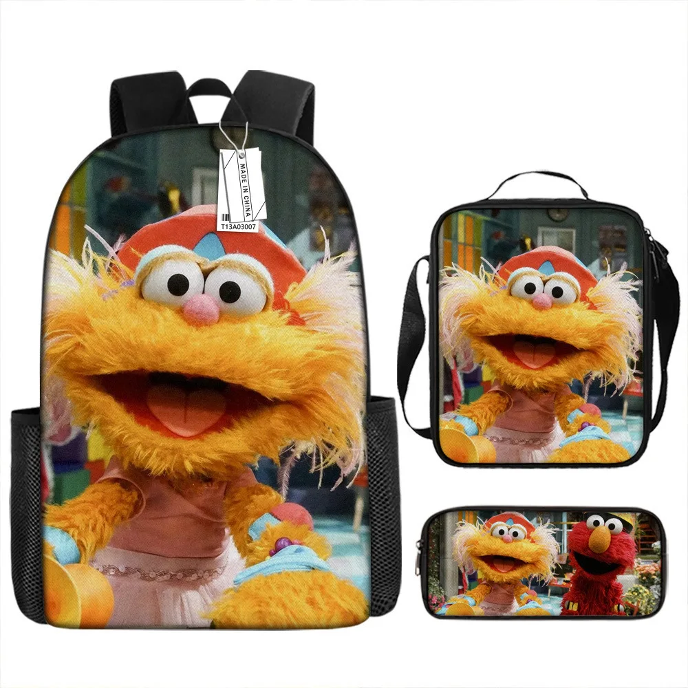 Luxury Popular Funny Cool Novelty Elmo 3D Print 3pcs/Set pupil School Bags Laptop Daypack Backpack Lunch bag Pencil Case