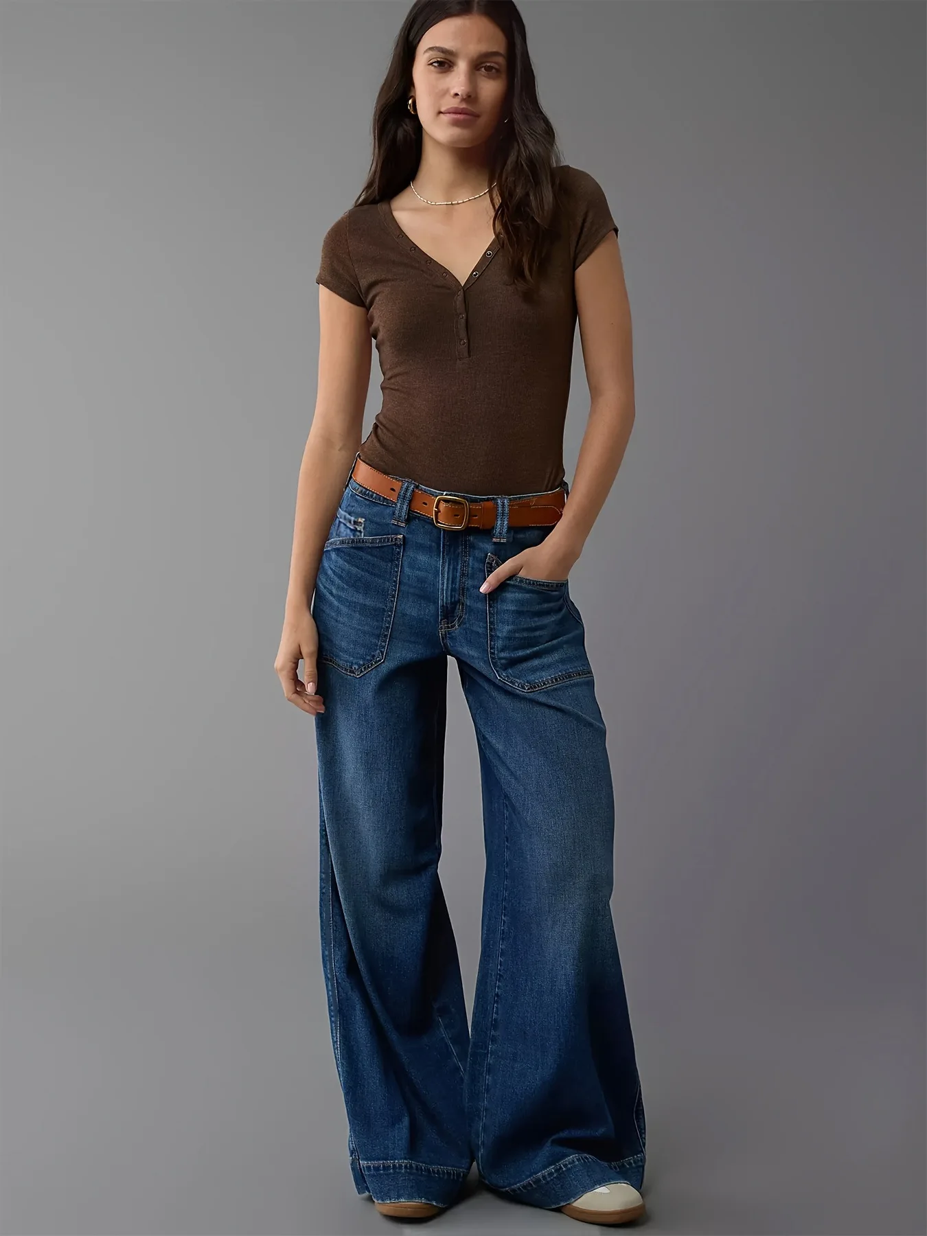 Jean à jambes larges pour femmes, pantalon droit, en Denim, taille haute, Streetwear, délavé, plusieurs poches, longueur au sol, 2025