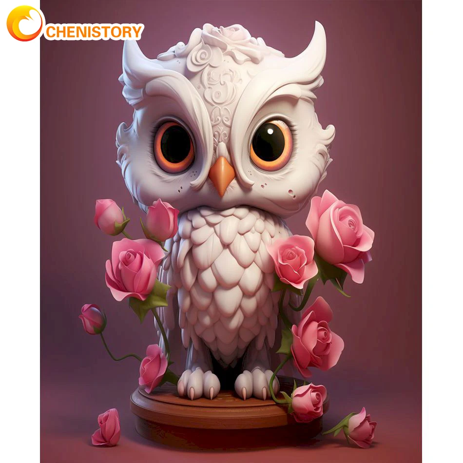 

CHENISTORY Diamond Painting Full Round Diamond Mosaic Embroidery Stitch Cross-stitch Animal Owl DIY Handwork Home Decoration