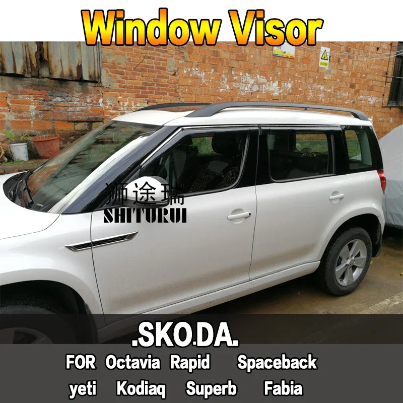 

SHITURUI Window Visor Vent Sun Rain Deflector Guard For SKODA Octavia Sedan Rapid Sedan Spaceback yeti Kodiaq Superb Fabia