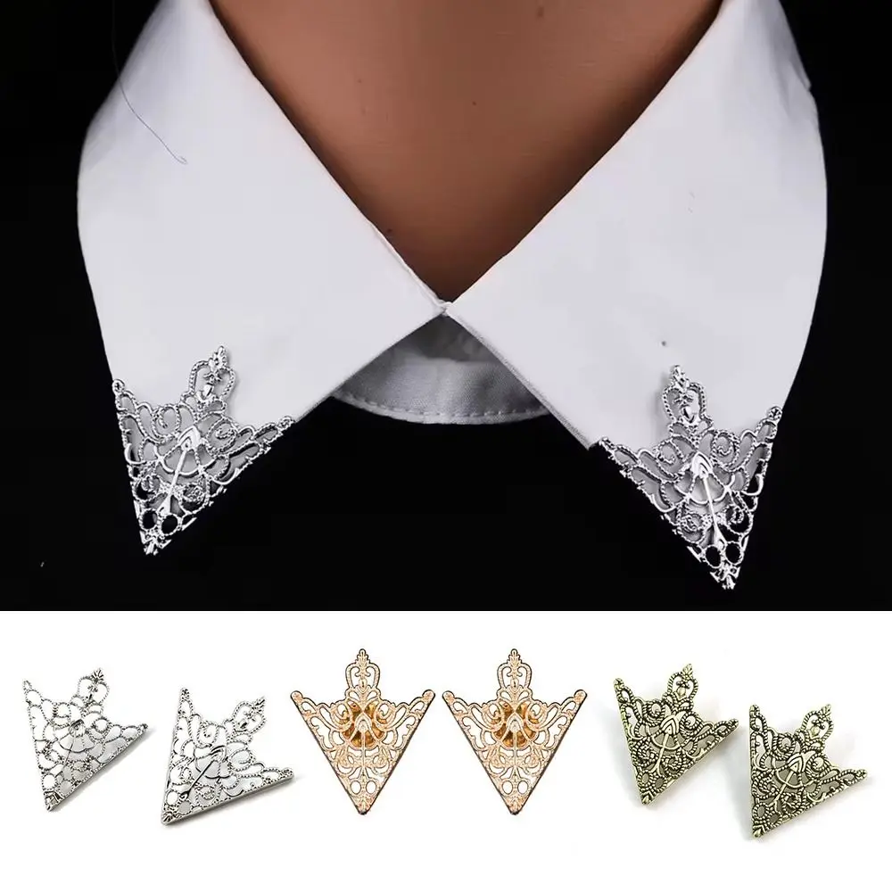 Vintage Triangle Shirt Collar Pin Hollowed Out Decorated Clothes Decorative Pin Tide Exquisite Collar Brooch
