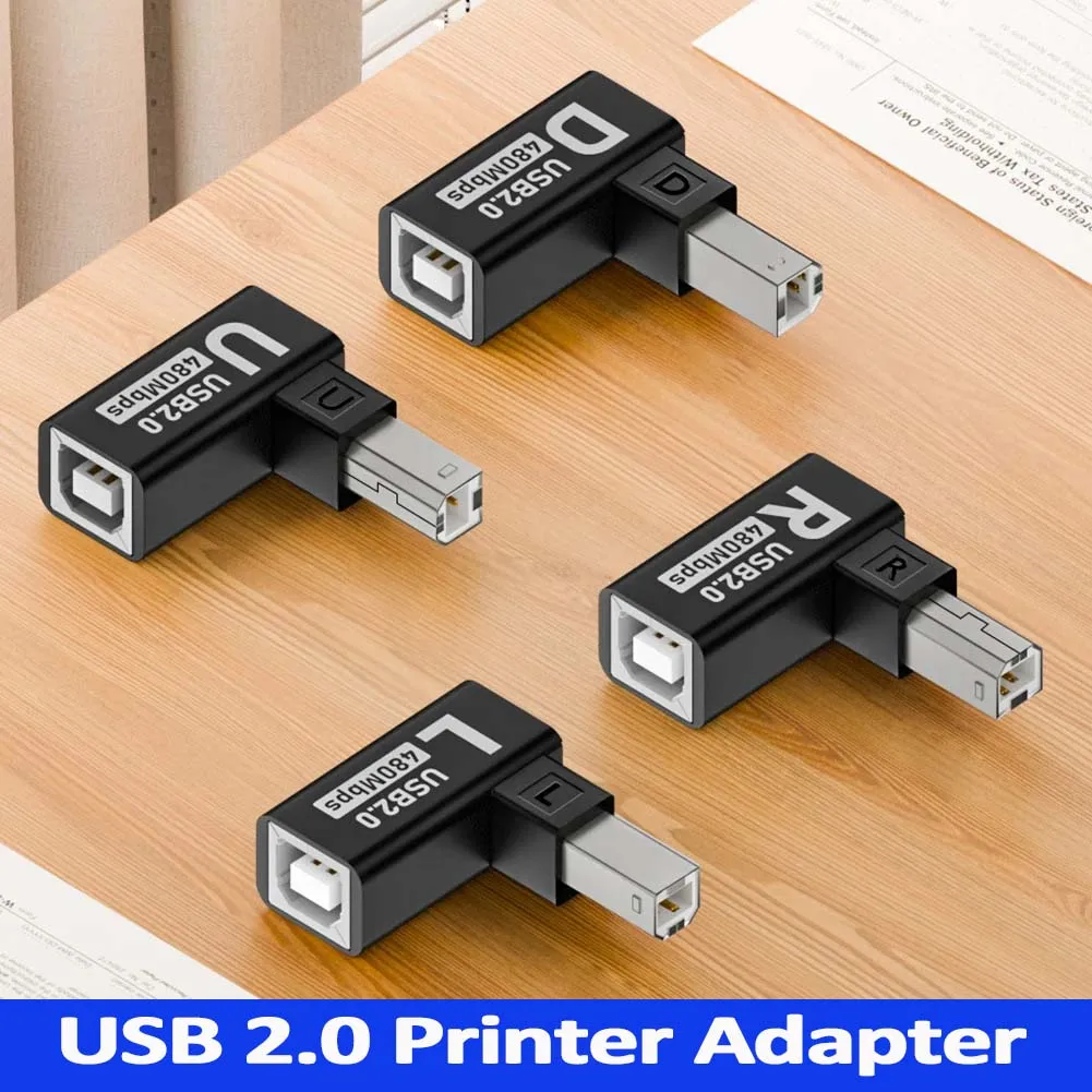 Elbow USB2.0 Printer Adapter USB Type B Male to Female For Printer Hard Drive Base Fax Machine Scanner USB 2.0 Printer Adapter