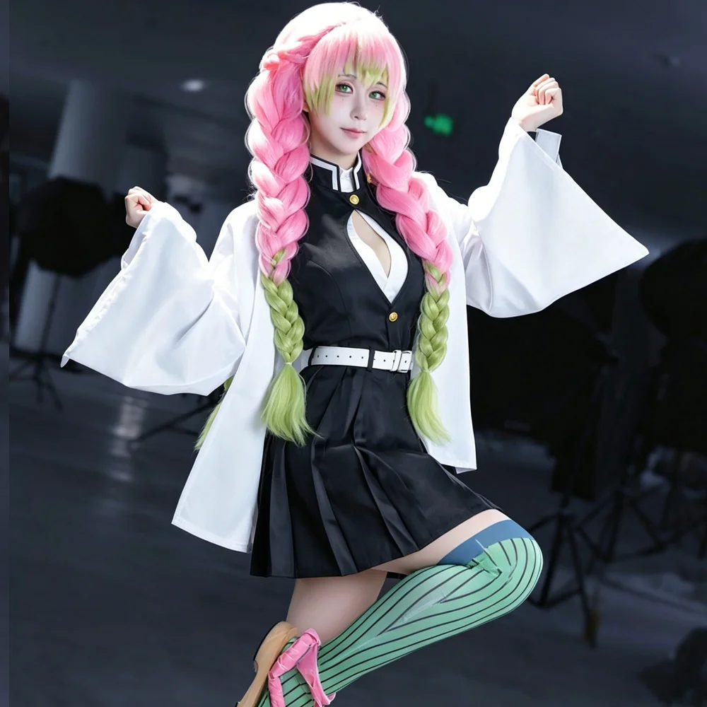 Mitsuri Kanroji Cosplay-Kostüm für Erwachsene und Kinder, Anime-Samurai-Uniform, Love Hashira-Uniform mit Socken