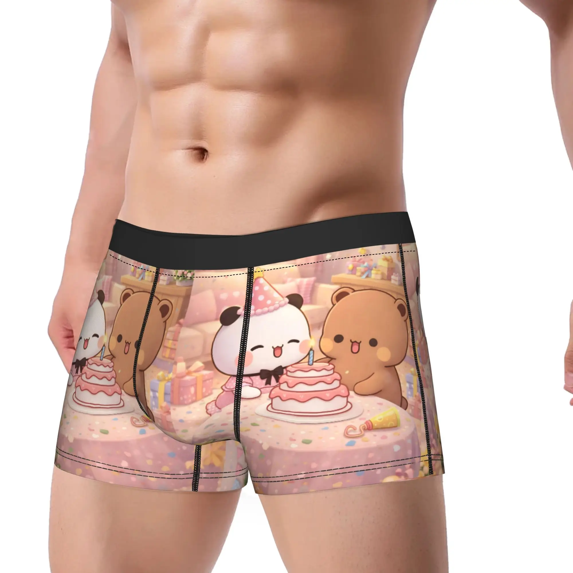 Panda Bubu Dudu Pattern Underwear  Males Panties Print Breathable Boxershorts High Quality Boxer Brief Plus Size
