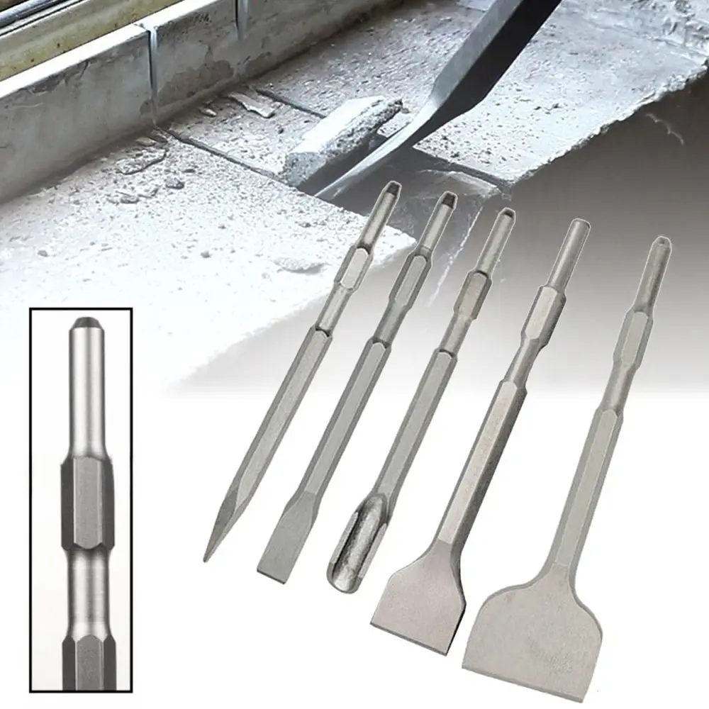 Hexagonal Shank Slotting Flat Chisel Steel Silver Impact Bit High Hardness Flat Head Electric Hammer Drill Bit Brick