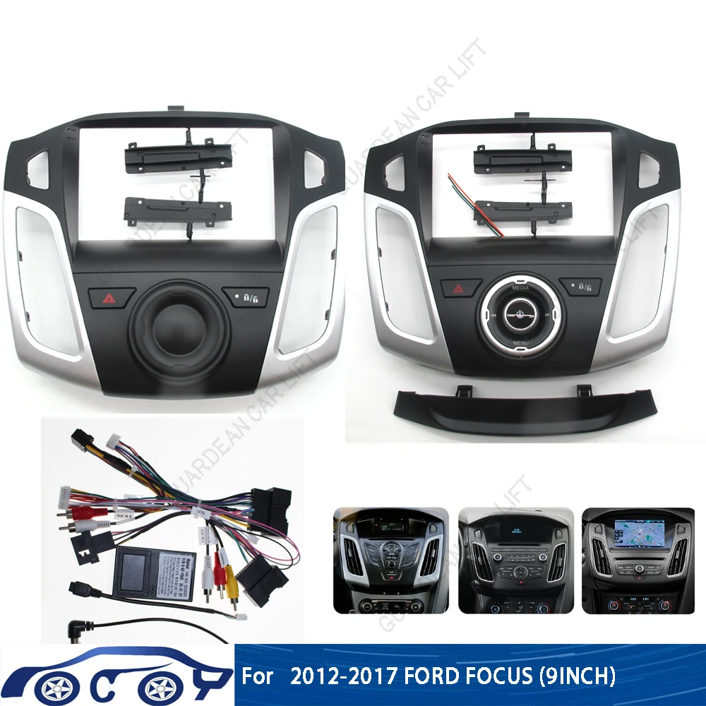 9inch Car Radio Fascias For Ford Focus 2012-2017 Android Stereo Frame Player 2 Din Head Unit Panel Dash Trim With Cable CANBUS