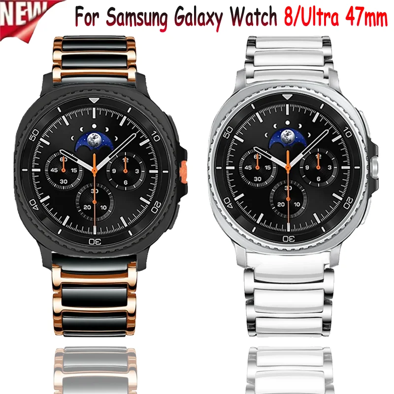 Keramik + Metallarmband für Samsung Galaxy Watch 8 44/40 mm 8 Classic 46 mm, modisches, bequemes Armband Galaxy Watch Ultra 2025 47 mm