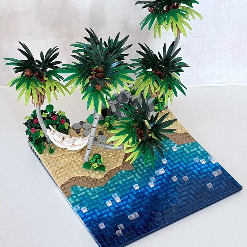 Street View Model Moc Building Bricks Caribbean Tropical Beach Technology Modular Blocks Gifts Christmas Toys DIY Sets Assembly