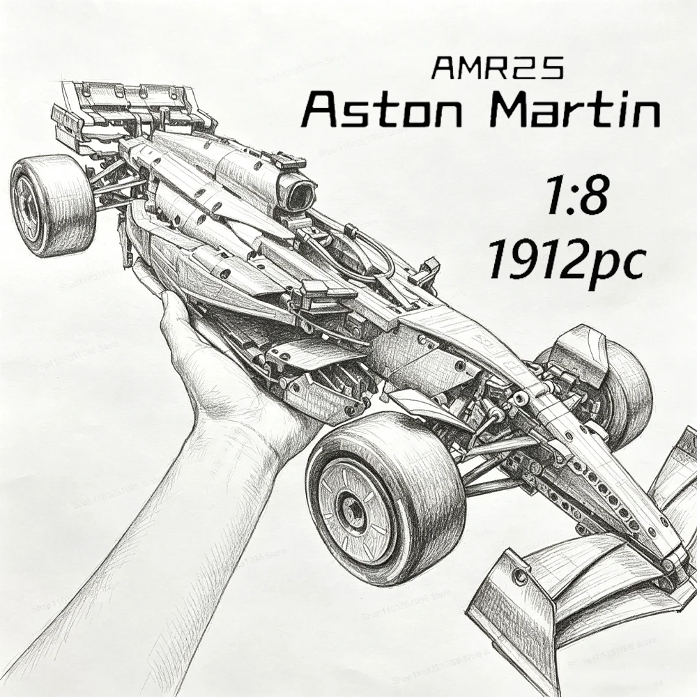 MK6022 1912PCS 1:8 Novo Conjunto de Blocos de Montar Technic Martin Aramco AMR25, Modelo de Carro Esportivo DIY, Brinquedo para Meninos e Decoração