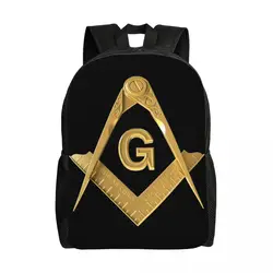 Gold Freemason Logo Travel Backpack Women Men School Computer Bookbag Masonic Mason College Student Daypack Bags