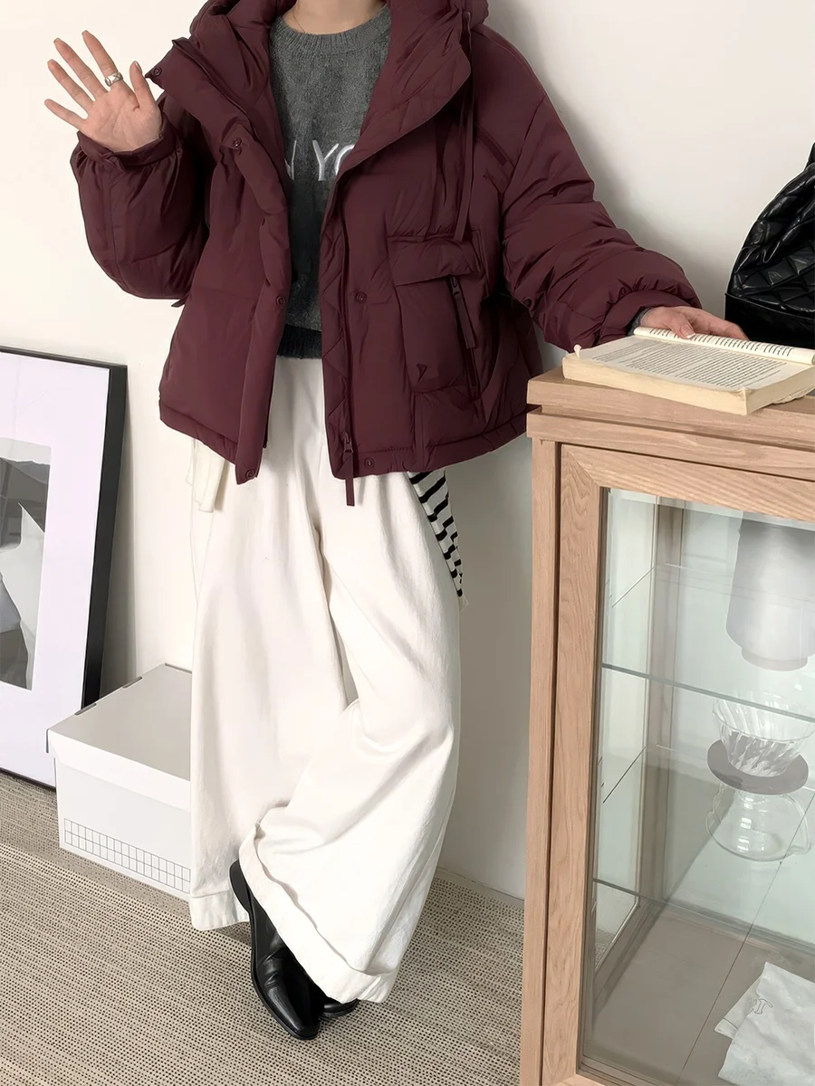 Abrigo cálido de invierno ortopé blanco Du down Jaet para mujer, sombrero de Color puro, diseño para ir al trabajo, resistencia al frío