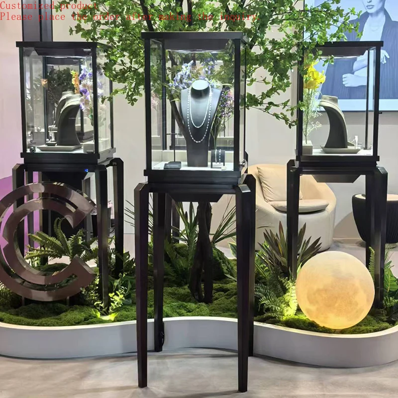 

Wholesale Round Glass Jewelry showcase Display Table for Jewellery Shop Design Jewelry Kiosk