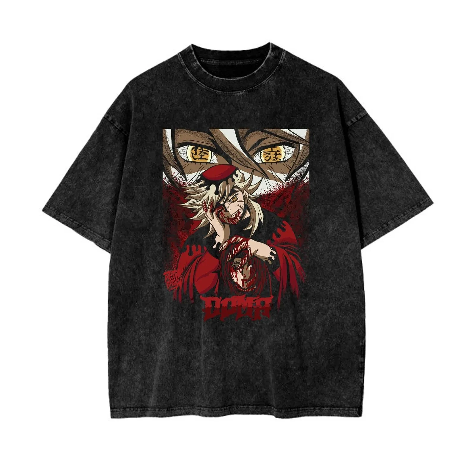 2026 Neuestes Douma Demon Slayer Mineral Wash Shirt, Upper Moon Two Vintage Grafik-T-Shirt, Kimetsu No Yaiba Anime Streetwear