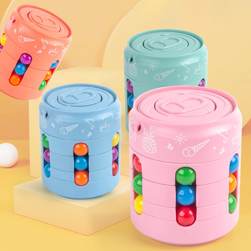 Finger Round Cube Toy Magic Rotating Bean Puzzle Rotary Game Montessori Education Toys Stress Relief for Children Adults Gift