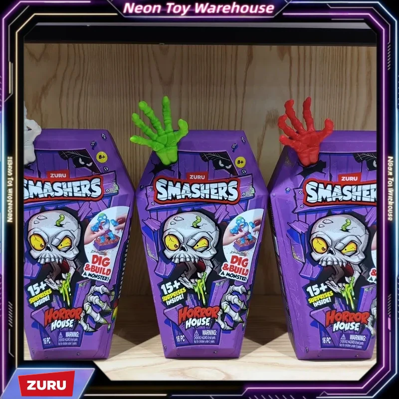 ZURU Smashers Horror House Surprise Dig Build Collectible Dinosaur Mummy Figure Halloween Tricky Prank Party Toy for Kids Gift
