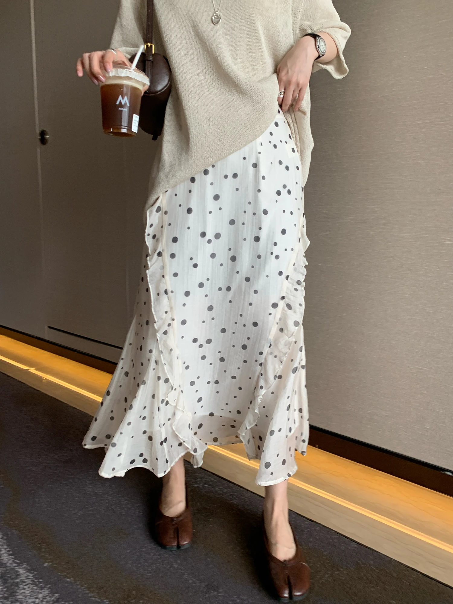 

NAZ Spring Large Size High Waist Slim Print Asymmetrical Half-length Skirt Elegant City Commute A-line Skirt