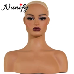 New Thick Lips Mannequin Head For Wig Display Realistic Mannequin Head With Shoulders Square Face Wig Head With Pockmarks Makeup