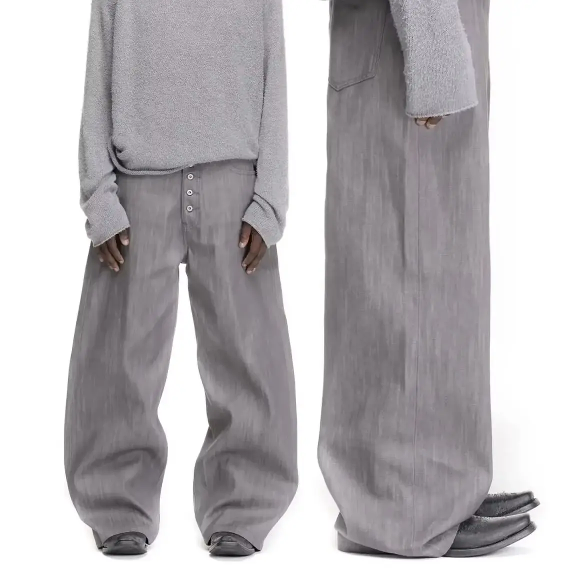 No faith red ear red edge cloth gray original cow jeans loose fit