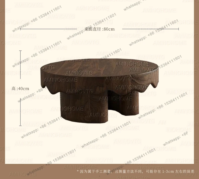 

Medieval wabi-sabi style solid wood round coffee table living room household small apartment small table