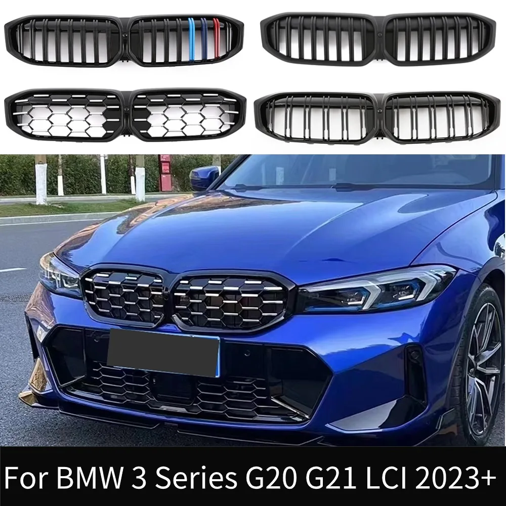 For BMW 3 Series G20 G21 LCI 2023 Front Grill Kidney Grille 330i 320d M340i and M Sport xDrive Diamond Grid Tuning Accessories