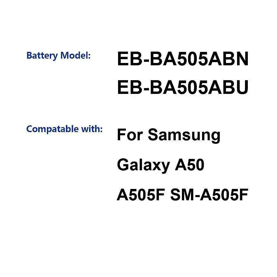 

EB-BA505ABN EB-BA505ABU Аккумулятор мобильного телефона 4000 мАч для Samsung Galaxy A50 A505F SM-A505F Легкий вес