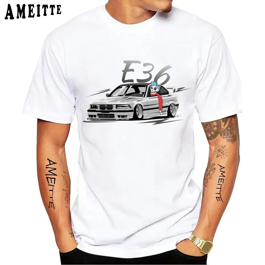 Vintage Skull Drive German E28 M5 E30 E36 E90 E46 Car Premium T-Shirt New Summer Men Short Sleeve Hip Hop Boy Casual White Tees