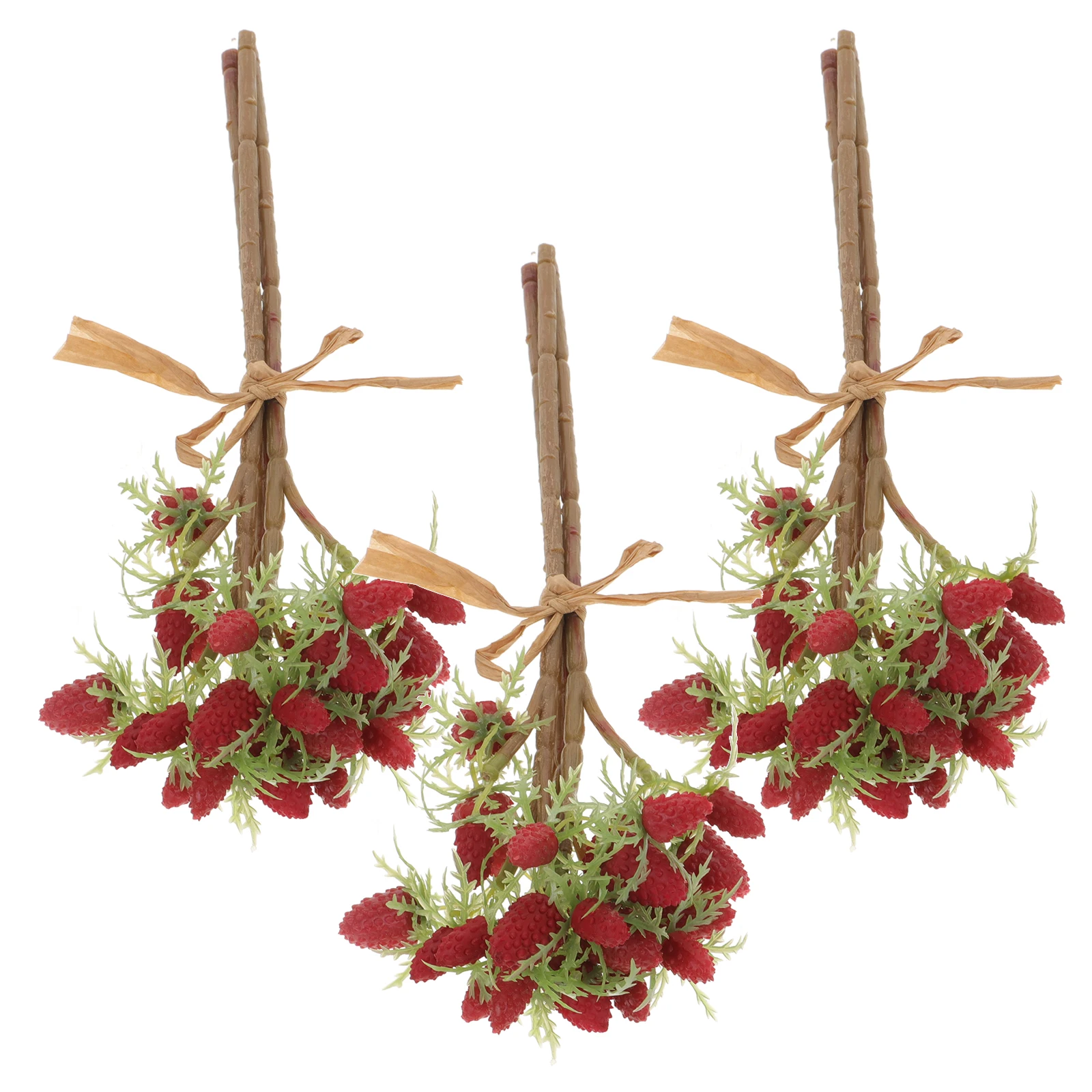 

3Pcs Realistic Raspberry Picks Artificial Raspberry Stems for DIY Flower Arrangements Home Decorations Winter Wreaths