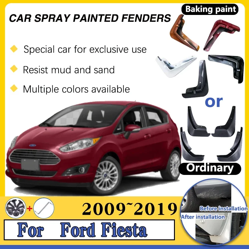 

For Ford Fiesta 7 Hatchback 2009~2019 Mk6 7 Mark VI B299 Car Spray Baking Paint MudFlap Fender Protect Mud Guard Flap Accessorie