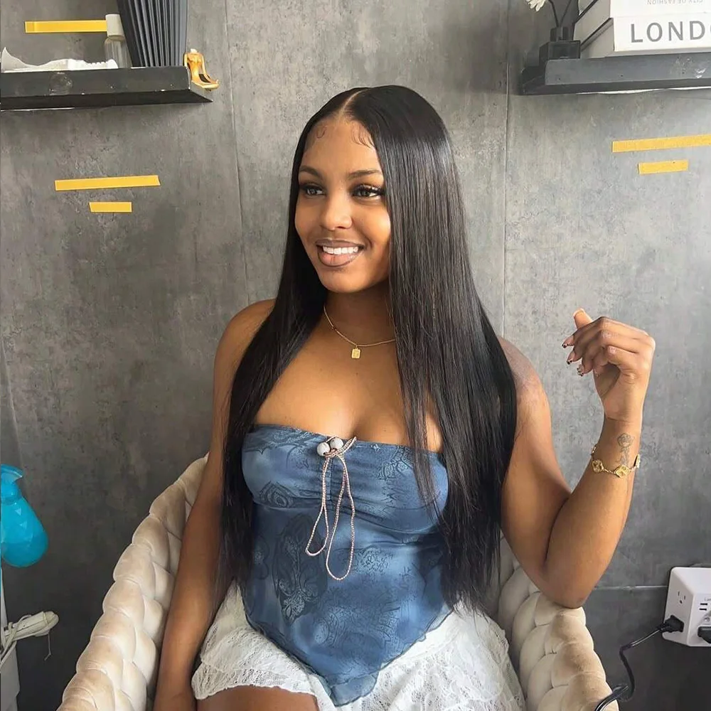 200% الكثافة 40 بوصة باروكة من شعر طبيعي 13x4 الدانتيل الشفاف الجبهة الباروكات شعر الإنسان شعر طبيعي مفرود شعر مستعار مع شعر الطفل