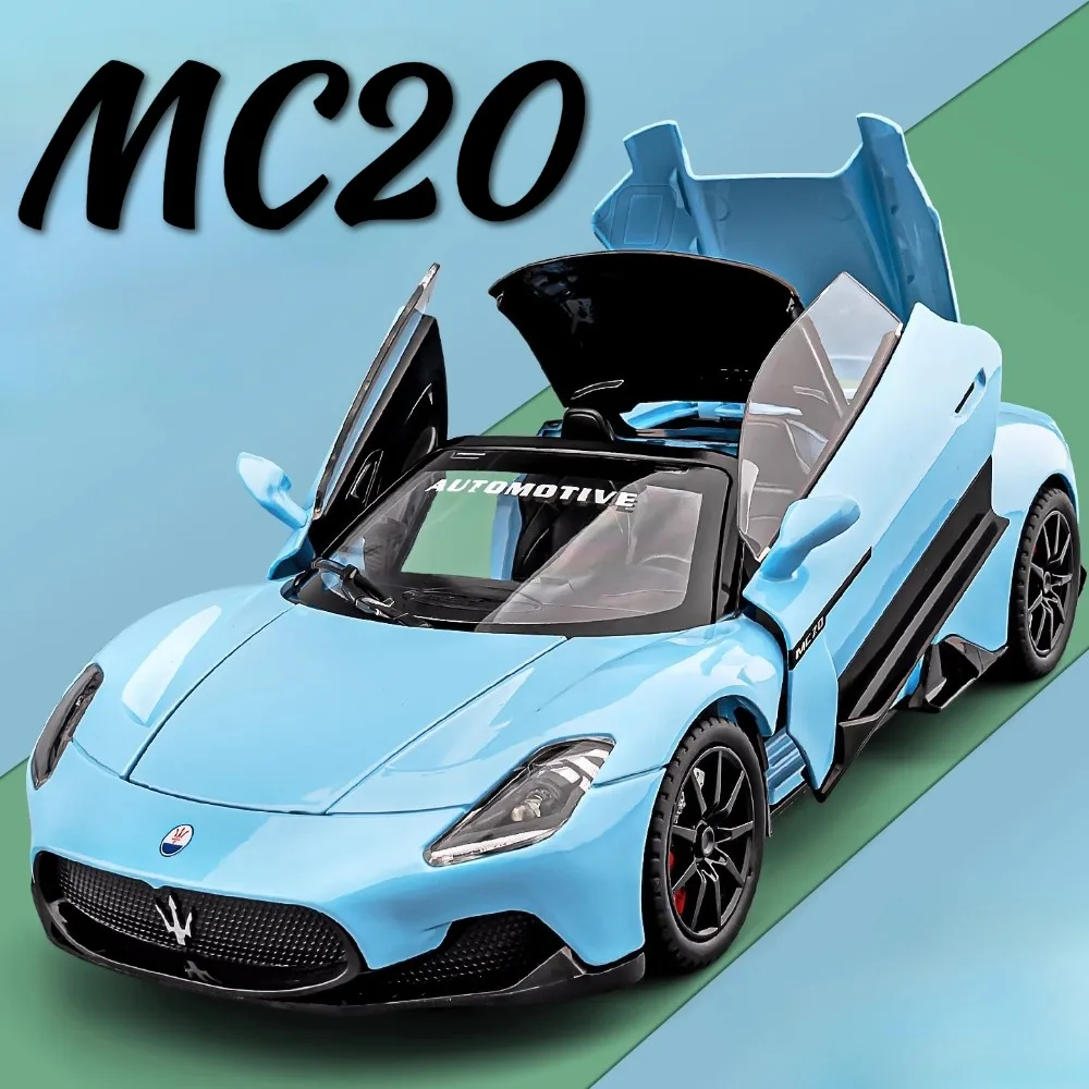 

1:24 MC20 Lykan Sports Car Model Toy Metal Diecast Doors Opened Sound Light Pull Back Supercar Miniature Models Creative Gifts