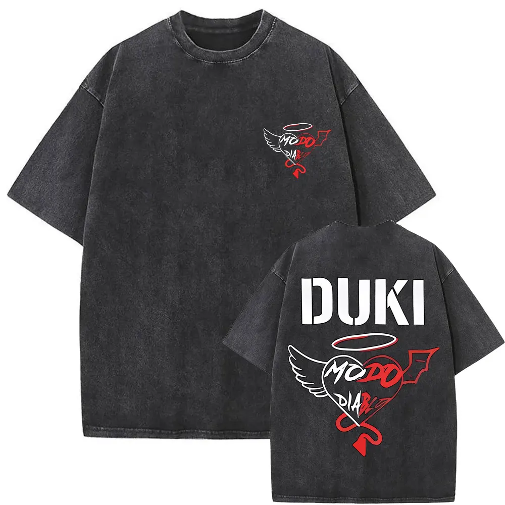 Washed Vintage Rapper Duki Antes De Ameri Merch T-shirt Male Hip Hop Hot New Short Sleeve Men\'s Women Fashion Oversized T Shirts