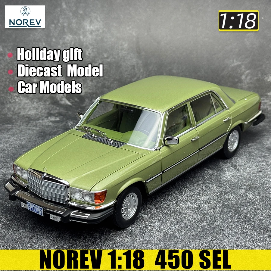 

NOREV 1:18 450 SEL литые модели серебристо-зеленый классический автомобиль модель автомобиля праздничная подарочная коллекция