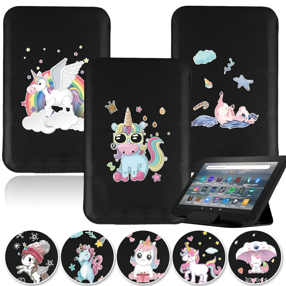 Unicorn Pattern Tablet Case for Fire 7/HD 8/HD 10 /HD 8 Plus 2020/HD 10 Plus 2021 Magnetic Trend PU Leather Folding Cover Pouch