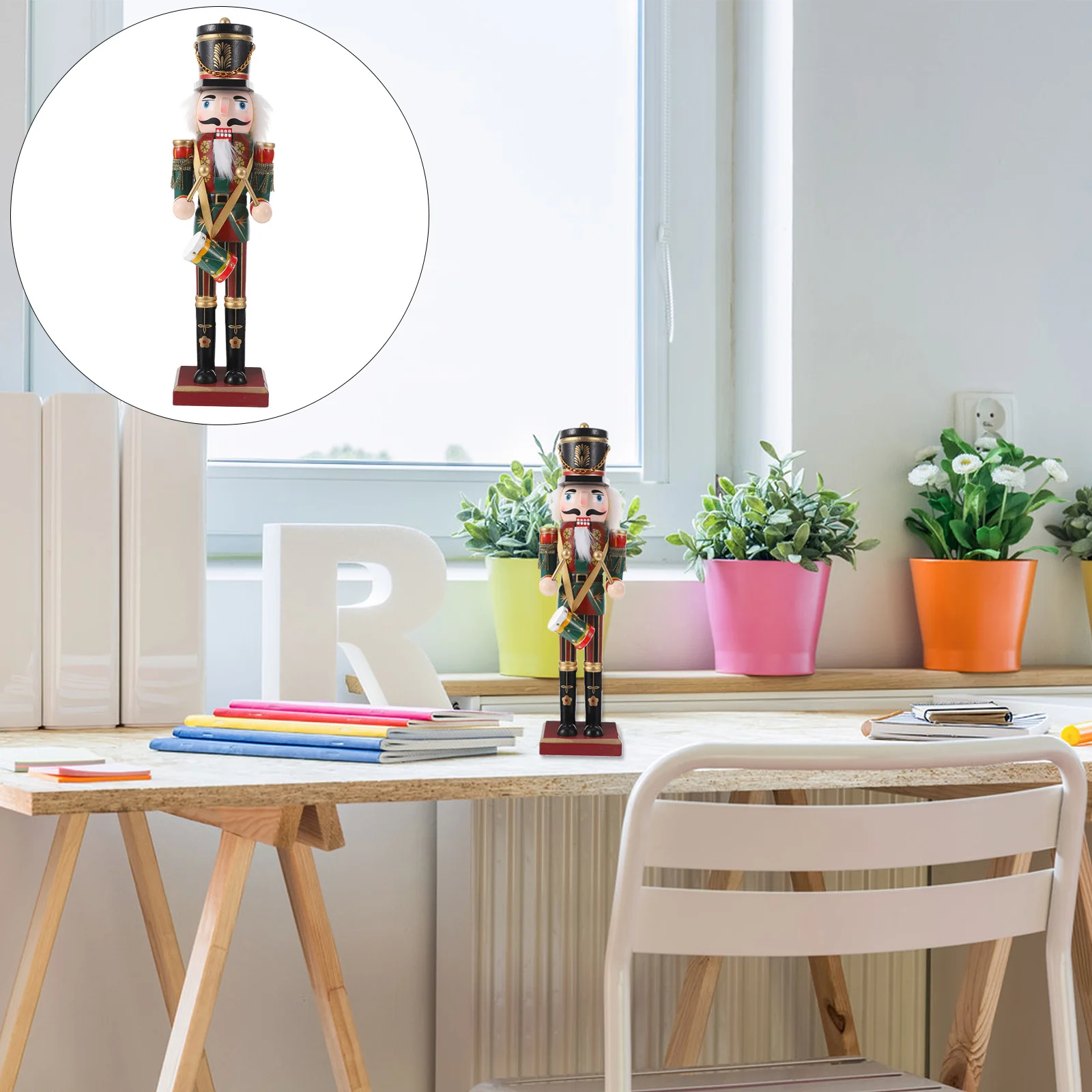 

Wooden Nutcracker Classic Soldier Friendly Portable Decor For Desktop Cabinet Home Christmas Gift Walnut