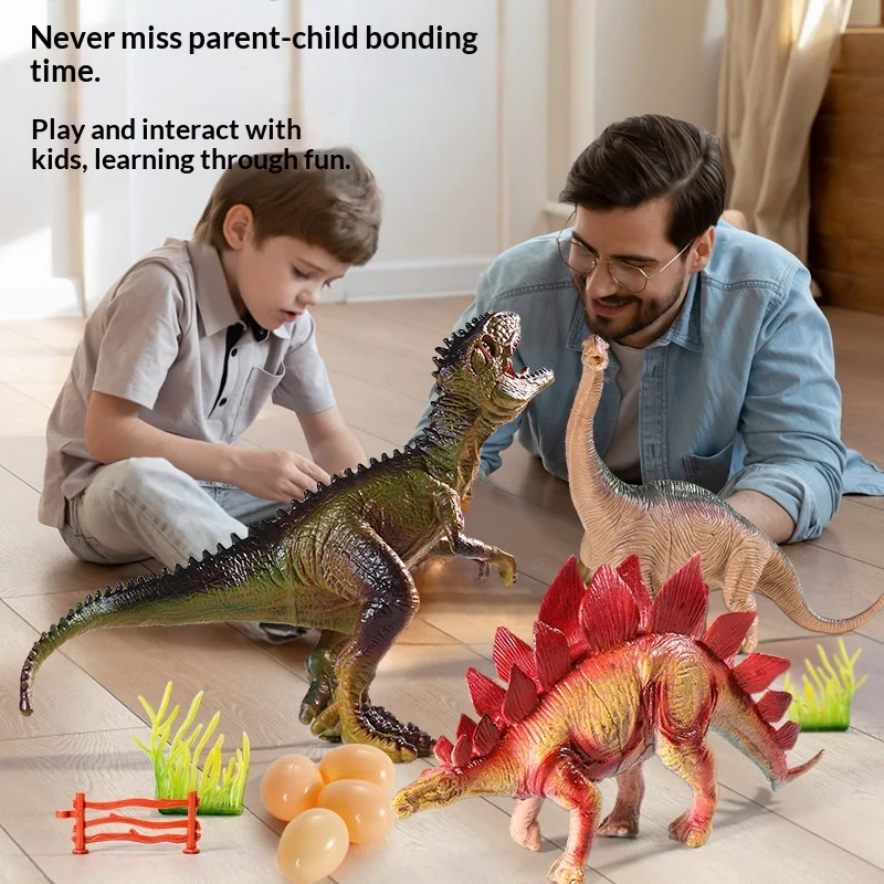 Zestaw zabawek dinozaurów dla dzieci - realistyczne, miękkie gumowe modele zwierząt, figurki triceratopsów, t-rexów, pterosaurów, ozdobne lalki, losowy styl