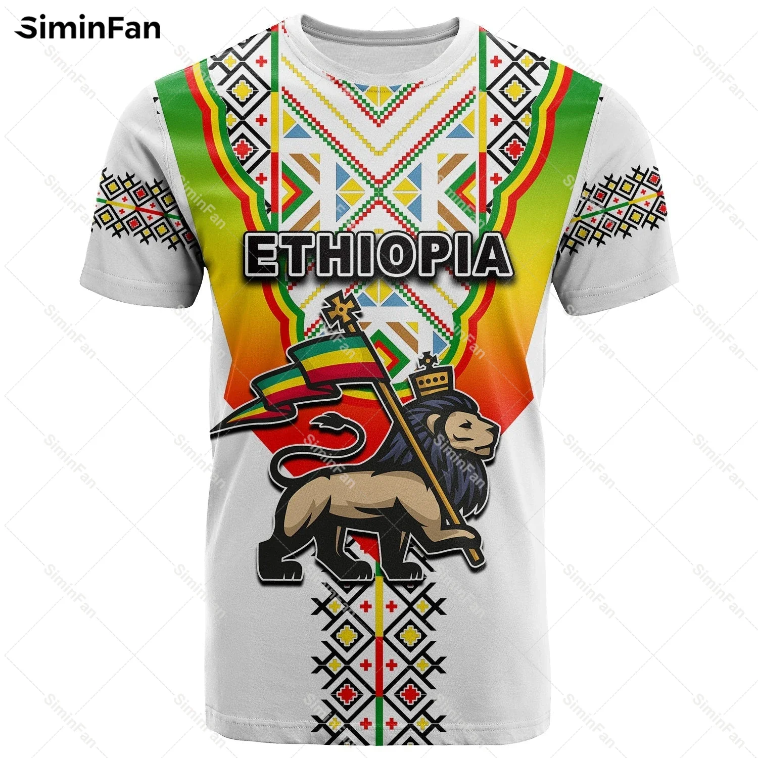 Ethiopian Tibeb Pattern Style 3D Printed T-Shirt Men Tshirts Summer Round Neck Tee Female Casual Top Unisex Shirts Streetwear