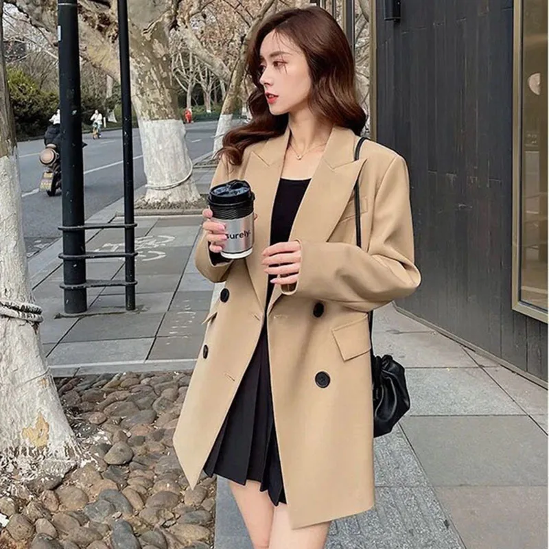 2026 avancé femmes manches longues hauts vêtements d'extérieur britannique femme couleur unie Blazer manteau printemps automne dames mode costume veste