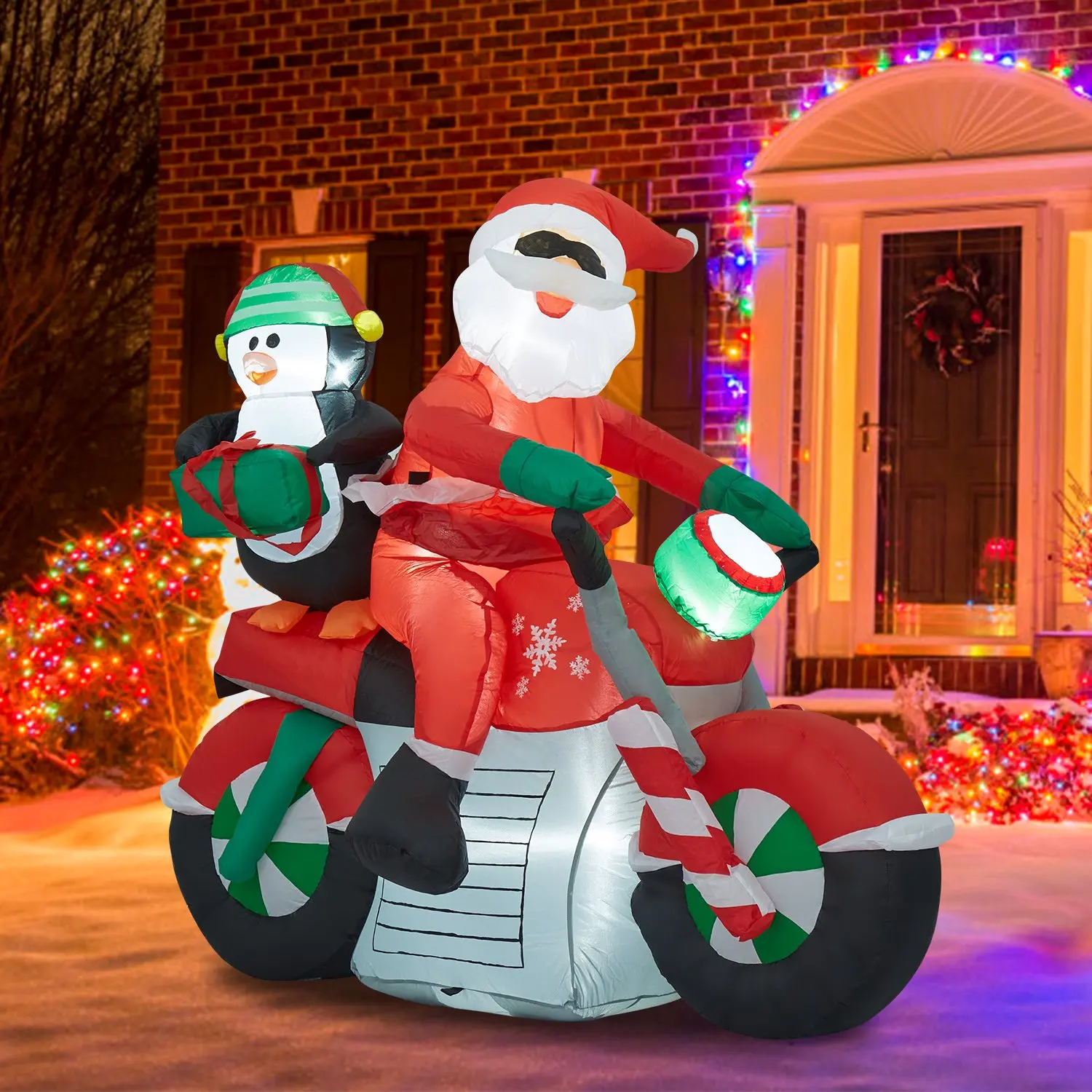 6FT Christmas Inflatable Santa Claus Riding a Motorcycle