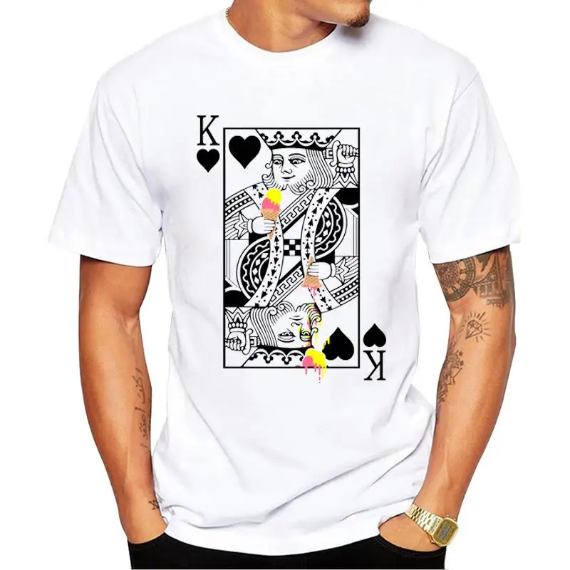 FPACE Fashion King's Ice Cream Men T-Shirt Short Sleeve Tshirts O-Neck Cool Tops Funny Playing Cards King Printed Tees