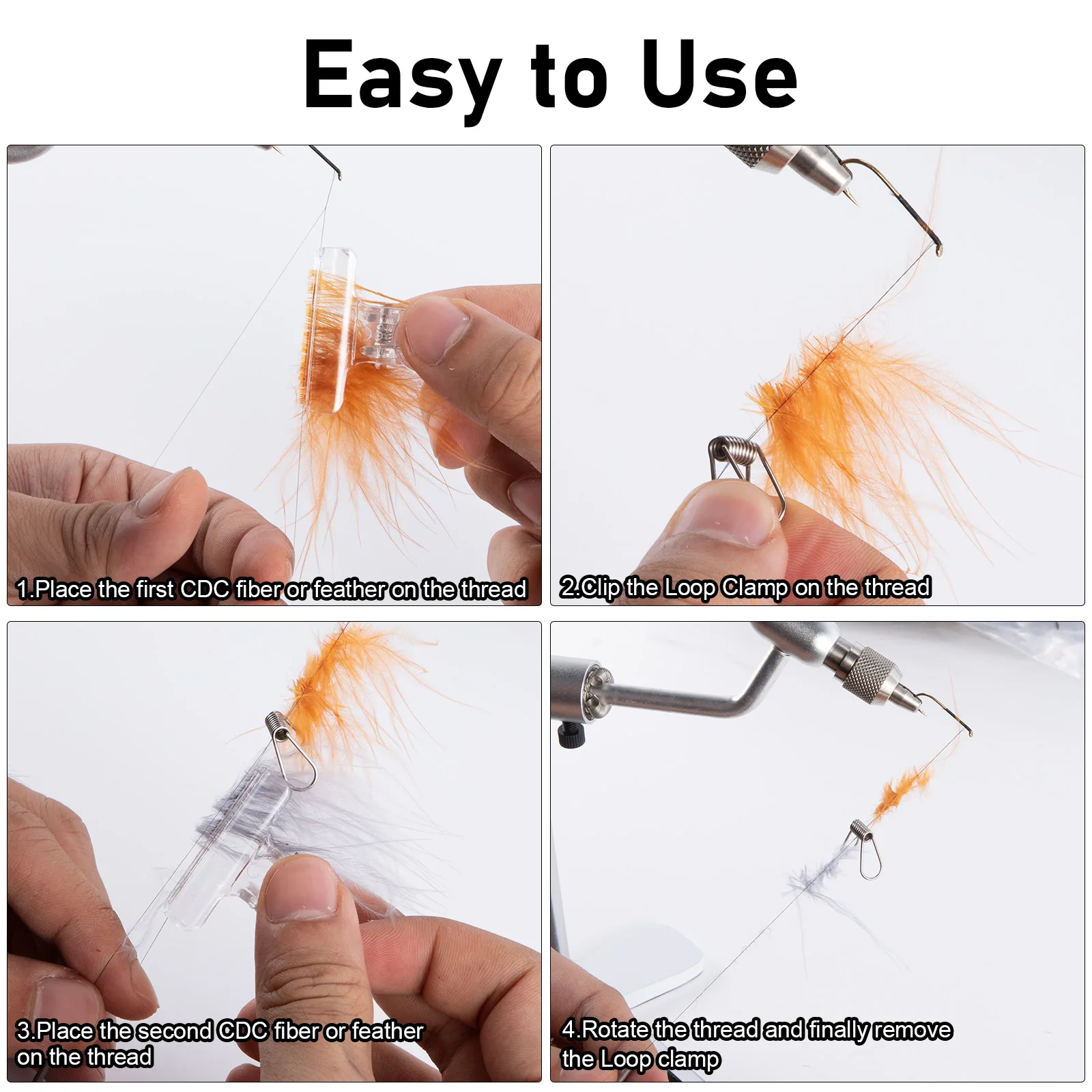 2/6pcs Fly Tying Material Loop Clamp Separate CDC Fibers and Feathers Stainless Steel Fly Fishing Tool Bass Trout