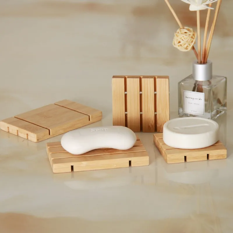 Creative Bamboo Soap Box Non Slip Drain Soap Holder Sponge Storage Rack Shower Soap Wooden Tray Organizer