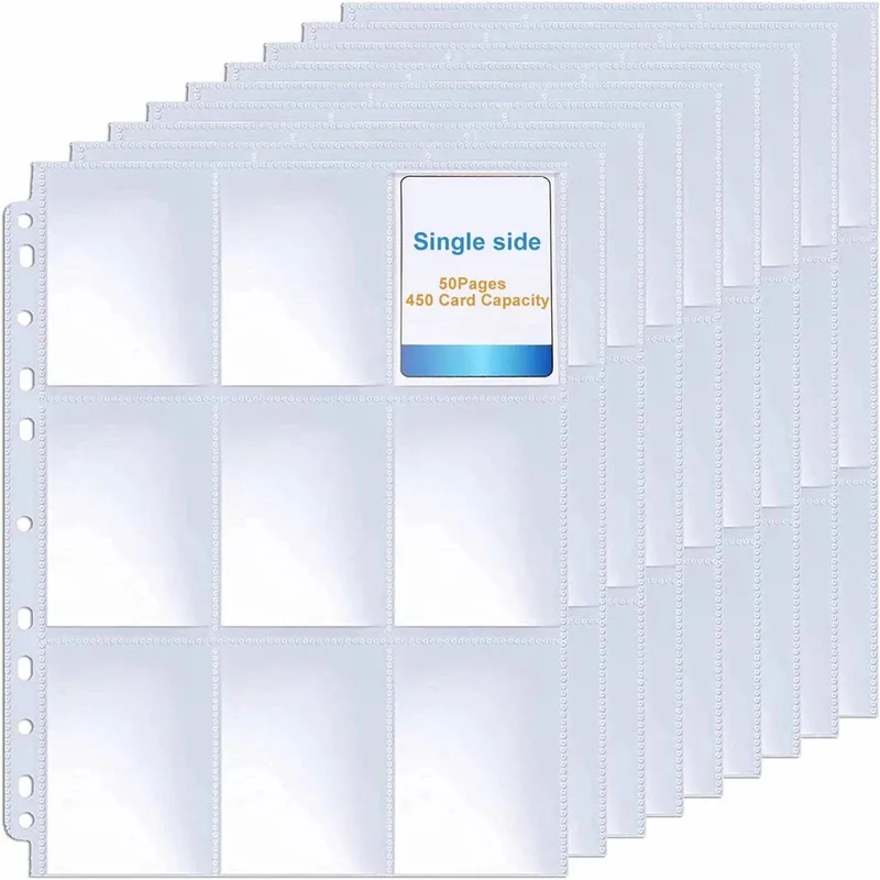 Pockets Single Side Trading Card Album Holder Sleeves 9 Pocket Clear  Plastic Game Protectors Pokemon Baseball Cards 50 Pages - AliExpress 26