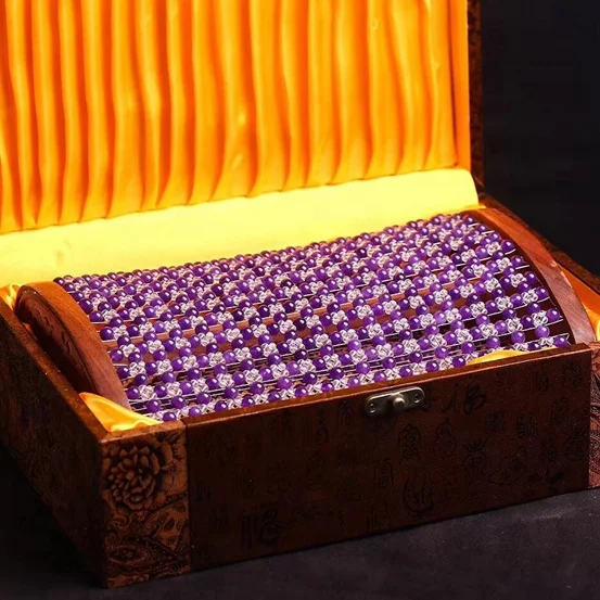 Natural Amethyst Quartz Crystal Beads Healing Massage Pillow, Stress Relief, Chakra Balancing, Relaxation Aid