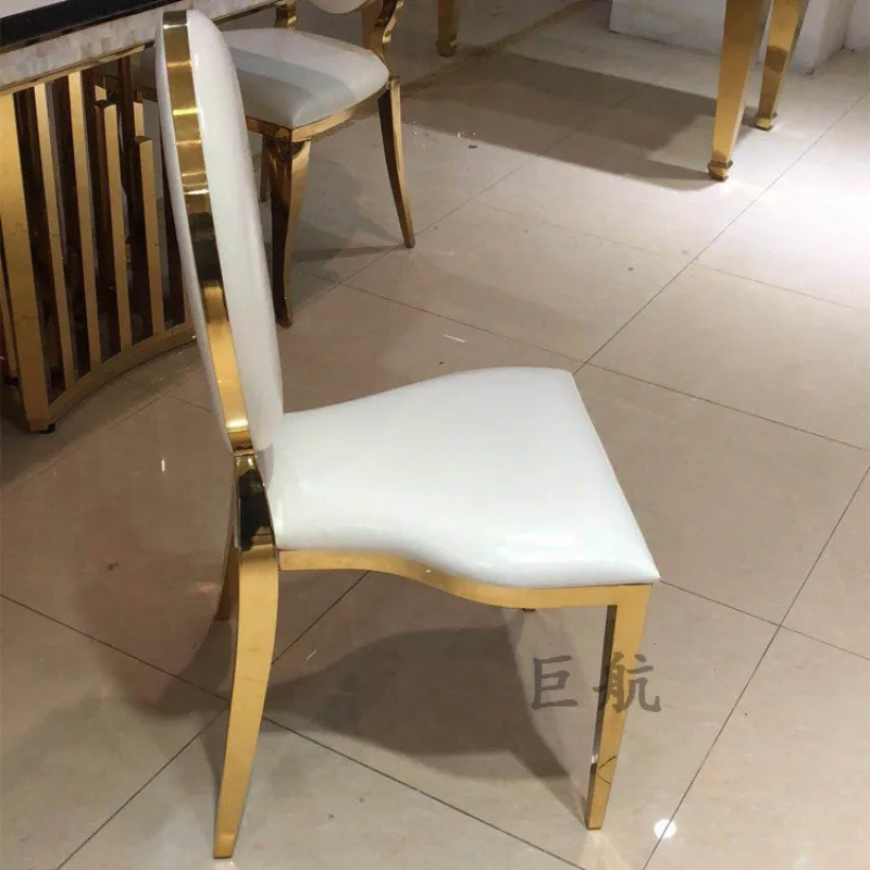 Factory direct sales, stainless steel dining chair, modern simple titanium-plated flannel dining chair, big ingot stainless stee