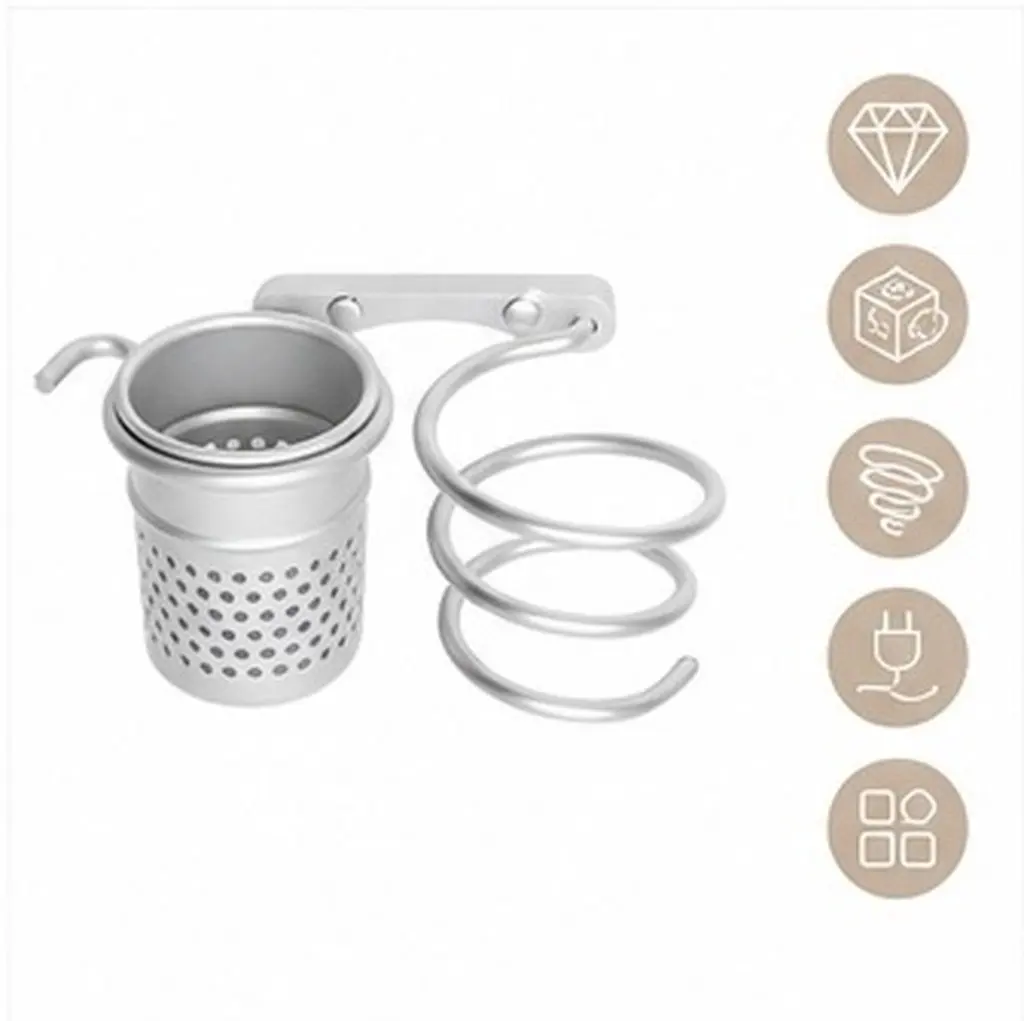 Wall Mounted Hair Dryer Rack Silver Spiral Holder Stand Set Storage Organizer for Hair Dryer Scissors Comb Drier Comb Holder