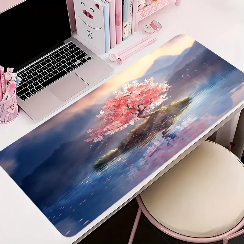 Office Gamer Mouse Pad Gaming Accessories Keyboard Mat  Anime Anti-slip Mousepad Rubber Mountain Forest Pagoda Torii Desk Mat
