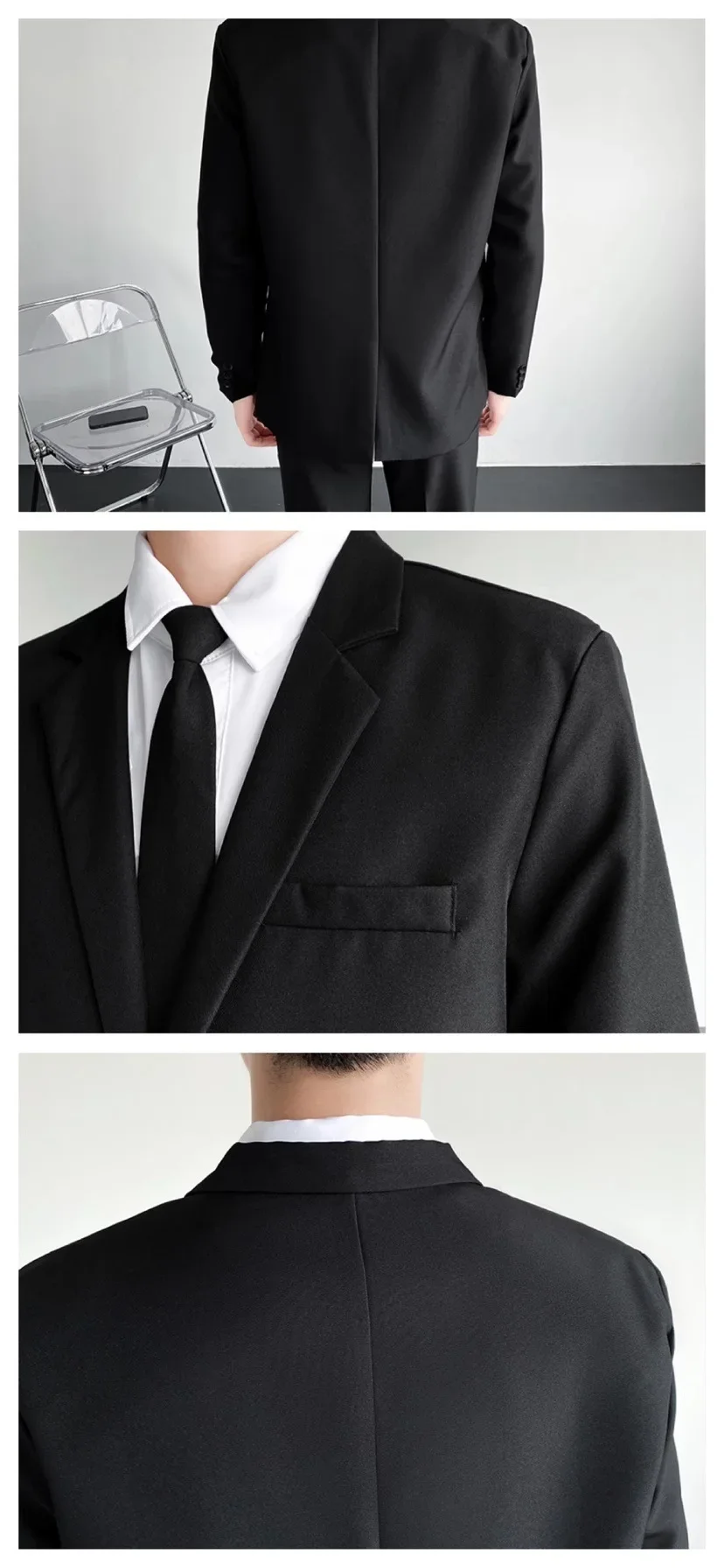 Traje Casual para Hombre, Dos Piezas, Corte Slim Fit, Estilo Formal Coreano, Traje de Novio, Ropa de Vestir Occidental para Novio